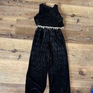 Zara  Girls Black Velvet Jumpsuit